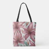 Pink Watercolor Lily Blume Tasche (Rückseite)