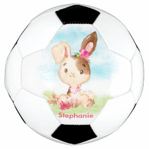 Pink Watercolor Little Bunny Fußball