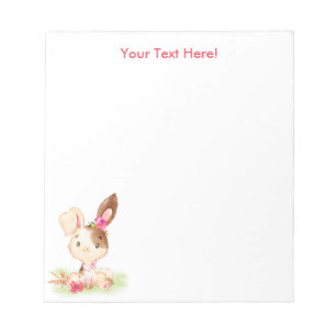 Pink Watercolor Little Bunny Notizblock