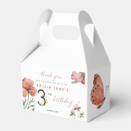Pink Watercolor Little Poppies 3. Geburtstag Geschenkschachtel