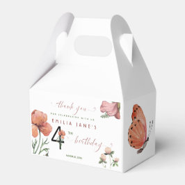 Pink Watercolor Little Poppies 4. Geburtstag Geschenkschachtel