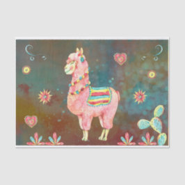 Pink Watercolor Llama Decoupage Seidenpapier