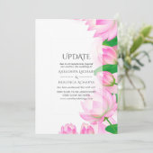 Pink Watercolor Lotus Blume Indian Wedding Update Einladung (Stehend Vorderseite)