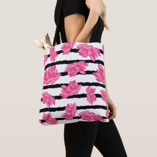 Pink Watercolor Lotus Blume Muster Tasche