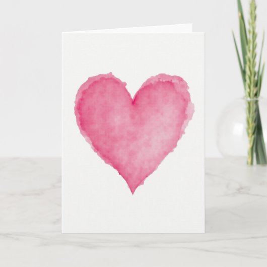 Pink Watercolor Love Heart Card Karte (Vorderseite)