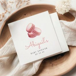 Pink Watercolor Macaron Cookies Girls Baby Shower Serviette