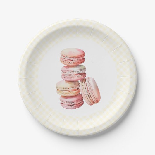 Pink Watercolor Macaron Pappteller (Vorderseite)