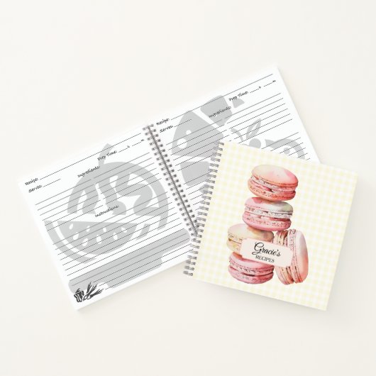 Pink Watercolor Macaron Rezept Notizblock (Innenseite)