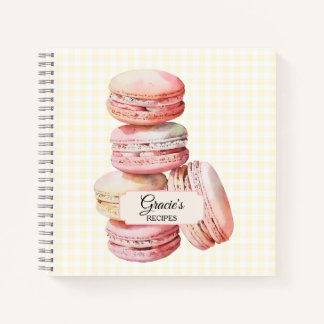 Pink Watercolor Macaron Rezept Notizblock