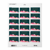 Pink Watercolor Magnolia Aquamarine Anschrift Adressaufkleber (Vorne)