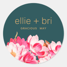 Pink Watercolor Magnolia Aquamarine florale Aufkle