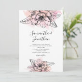 Pink Watercolor Magnolia Blume Hochzeit Einladung (Stehend Vorderseite)