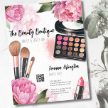 Pink Watercolor Makeup Artist Flyer<br><div class="desc">Dieses visuelle Fest mit seinen lebhaften Farben und seinen kahmen Blüten eignet sich hervorragend für Make-up-Künstler, Schönheitsblogger, Einflusspersonen und alle, die eine Touch von farbenprächtiger Blumen-Eleganz mit einer Touch Glam suchen. Mit rosafarbenen Peonies, Schminkpalette, Schminkbürsten und Lippenstift. Sie können den gesamten Text und den QR-Code anpassen - Sie können auch...</div>