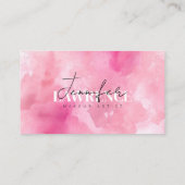 Pink Watercolor Makeup Artist Script Typografy Visitenkarte (Rückseite)