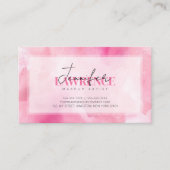 Pink Watercolor Makeup Artist Script Typografy Visitenkarte (Vorderseite)
