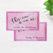 Pink Watercolor Mandala Wedding Drinks Tickets 3 (Schreibtisch)