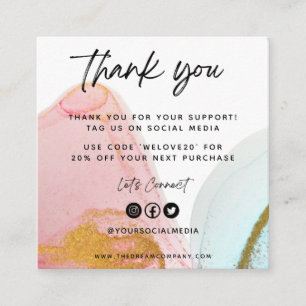 Pink WaterColor Mini-Visitenkarte Quadratische Visitenkarte