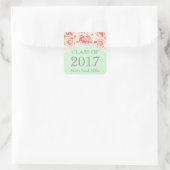 Pink Watercolor Mint Abschluss Class 2017 Quadratischer Aufkleber (Tasche)