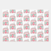 Pink Watercolor Minze Weihnachtswrapping Papier (Vorderseite 2)