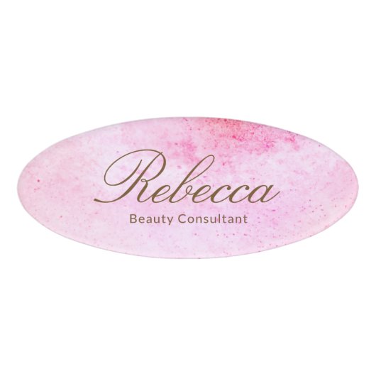 Pink Watercolor Mitarbeiter Magnetname Markierung Namenschild (Vorderseite)