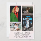 Pink Watercolor Model Actor 5 Foto Comp Card (Rückseite)