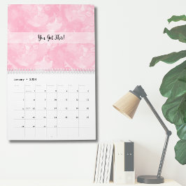 Pink Watercolor Modern Minimalistisch Kalender
