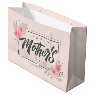 Pink Watercolor Moderner Tag der Blumenmutter Große Geschenktüte