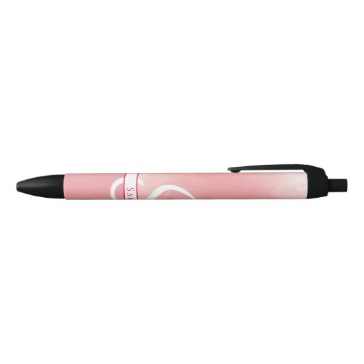 Pink Watercolor Monogram Pen Kugelschreiber (Oberseite)