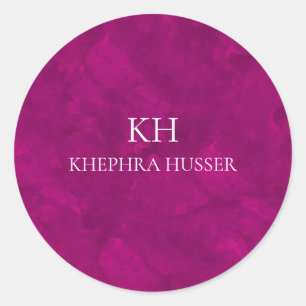 Pink Watercolor Monogram Runder Aufkleber