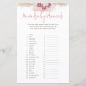 Pink Watercolor Name Baby Animals Baby Showspiel (Vorderseite)