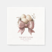 Pink Watercolor Nest Baby Dusche Design Serviette (Vorderseite)