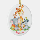 Pink Watercolor Niedlich Safari Jungle Tiere Keramik Ornament (Rechts)