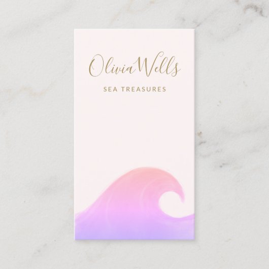 Pink Watercolor Ocean Wave Business Card Visitenkarte (Vorderseite)