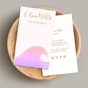 Pink Watercolor Ocean Wave Business Card Visitenkarte