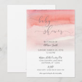 Pink Watercolor Ombre Kinderdusche Einladung (Vorne/Hinten)