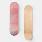 Pink Watercolor Ombre Name Skateboard (Vorderseite)