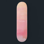 Pink Watercolor Ombre Name Skateboard<br><div class="desc">Rosa Wasserfarbe Ombre Name Skateboard verfügt über rosa,  lavender,  lila,  rot und korallen Aquarell Wirkung,  plus Ihren Namen.</div>