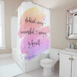 Pink Watercolor Ombre Typografie, Erfolgreiche Fra Duschvorhang