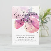 Pink Watercolor Orchid Graduation Party Einladung (Stehend Vorderseite)