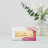 Pink Watercolor Paint Spritzer Abstrakt Visitenkarte (Stehend Vorderseite)