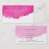 Pink Watercolor Paint Spritzer Makeup Artist Visitenkarte (Vorne/Hinten)