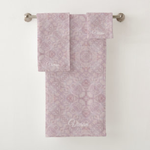Pink Watercolor Pattern Badehandtuch Set