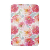 Pink Watercolor Peony Blume Pattern Badematte (Vorderseite Vertikal)