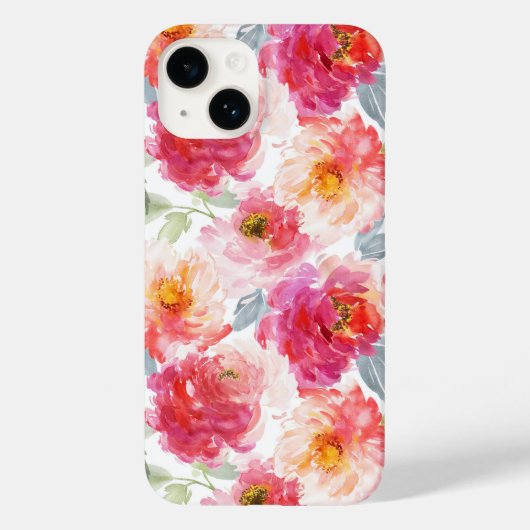 Pink Watercolor Peony Blume Pattern Case-Mate iPhone Hülle (Rückseite)