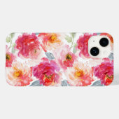 Pink Watercolor Peony Blume Pattern Case-Mate iPhone Hülle (Rückseite (Horizontal))