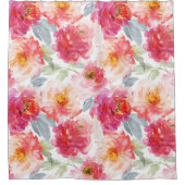 Pink Watercolor Peony Blume Pattern Duschvorhang (Vorderseite)