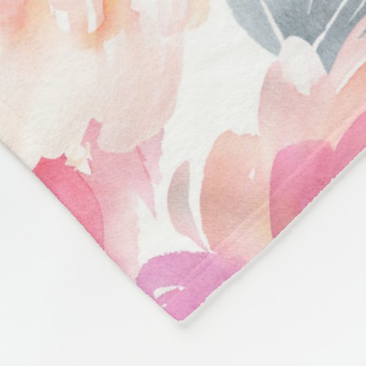 Pink Watercolor Peony Blume Pattern Fleecedecke (Ecke)