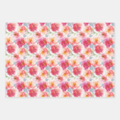 Pink Watercolor Peony Blume Pattern Geschenkpapier Set (Vorderseite)