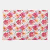 Pink Watercolor Peony Blume Pattern Geschirrtuch (Horizontal)