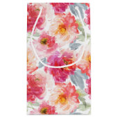 Pink Watercolor Peony Blume Pattern Kleine Geschenktüte (Rückseite)